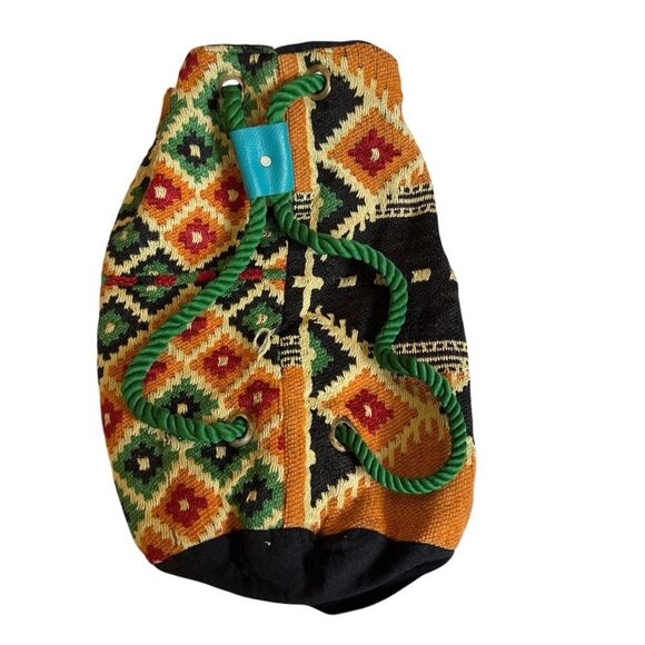 Ethnic Boho Bag/Backpack Colorful Geometric Patterned Bag Hippie Bohemian - Picture 2 of 5